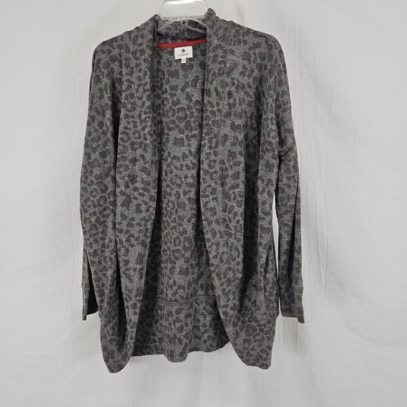 Sundry Women's Gray Leopard Print Long Sleeve Cardigan Size 2/ Medium - Picture 2 of 6